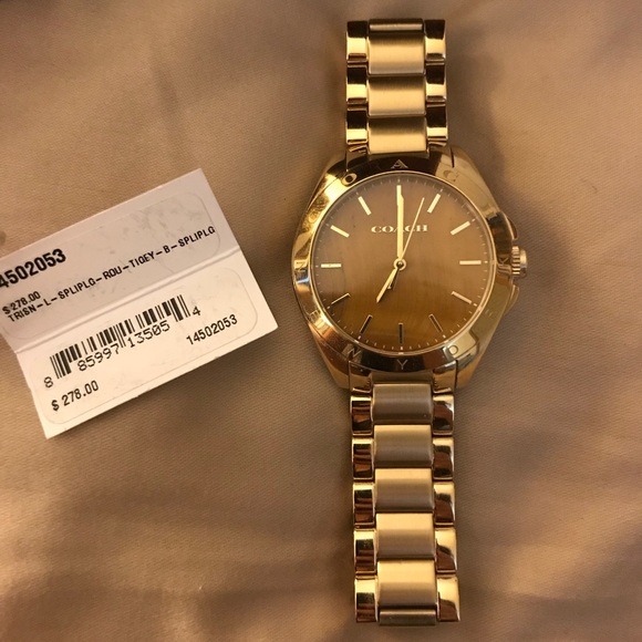 Coach Gold Tristen Tiger Eye Dial Watch - Picture 6 of 8